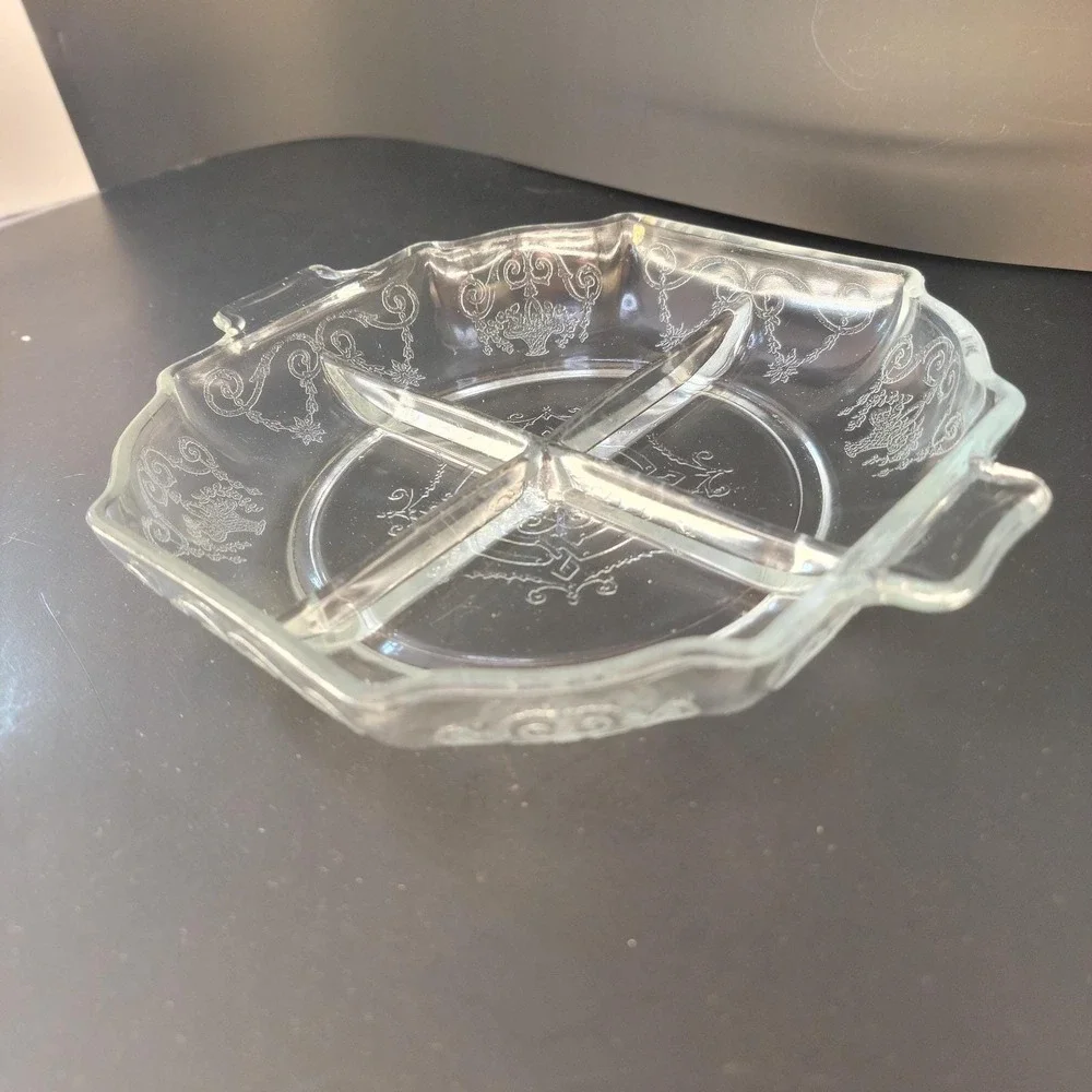 Vintage Indiana Glass Lorain Divided Relish Dish | Depression Glass Serving Tray